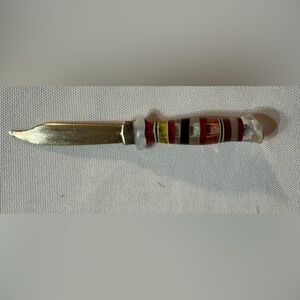 Unique 1940s Vintage Colorful Striped Glass Mini Knife/Letter Opener